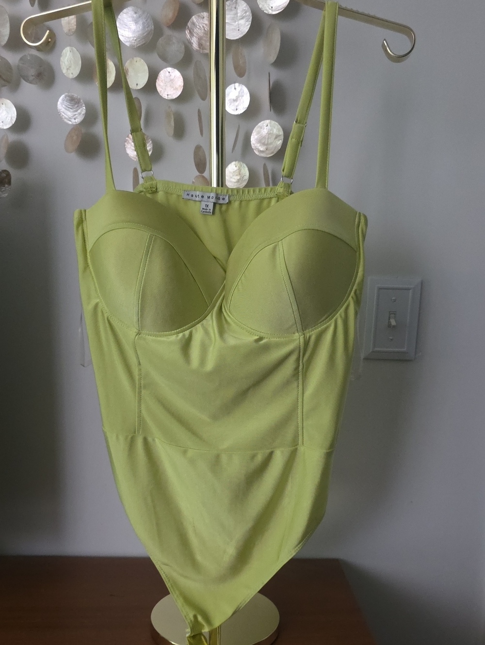 Free People Lime Green Sculpted Bust Bodysuit
